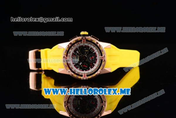 Richard Mille RM 60-01 Asia 2813 Automatic Rose Gold Case with Skeleton Dial and Yellow Rubber Strap Rose Gold Bezel (EF) - Click Image to Close